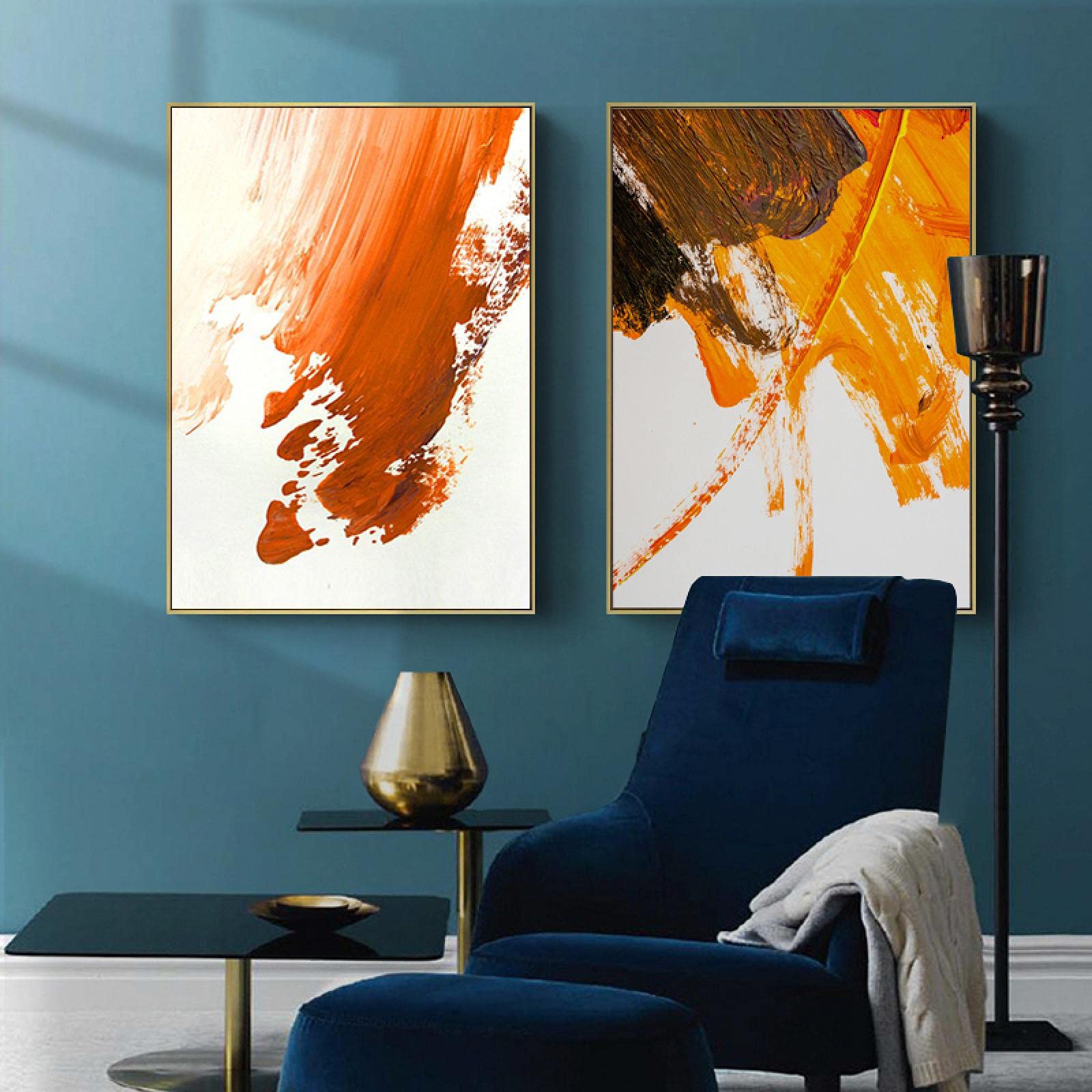 Amazon.co.jp: 北欧のポスターキャンバス絵画オレンジ抽象プリント壁